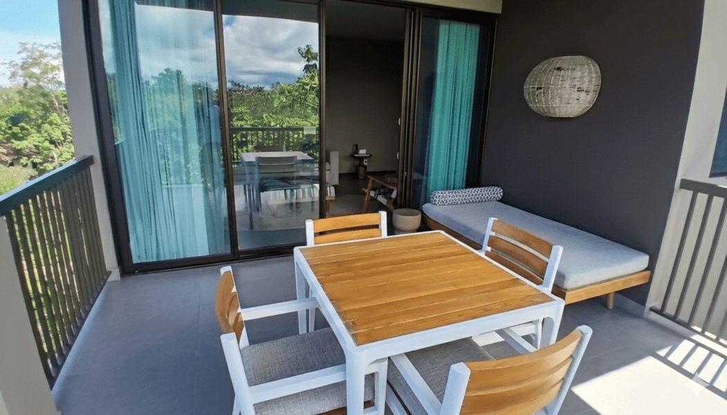 Outdoor patio seating at Botanika Resort Puerto Jimenez Costa Rica fishing resort accommodations